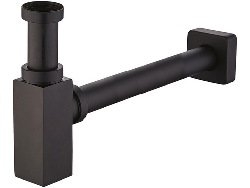 [IIDSIFONEQN] SIFONE ARREDO QUADRATO IN OTTONE NERO OPACO PER LAVABI A VISTA 1"1/4