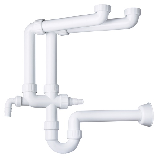 [IOMP2012454] SIFONE SALVA-SPAZIO PP PER LAVABO 2 VASCHE 2 ATTACCHI LAV. D40 1"1/2