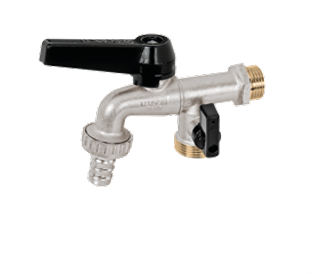 [IBG0660] RUBINETTO DUPLEX CON PORTAGOMMA 1/2" CON LEVA IN ALLUMINIO NERA