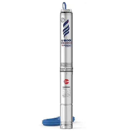 [IPE4BLOCKM413] ELETTROPOMPA SOMMERSA MONOBLOCCO PER POZZO MONOFASE 1.1KW 1,5 HP CON CAVO 20 MT  CONDENSATORE E SALVAMOTORE INTEGRATO 