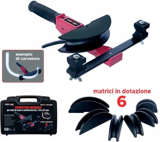 [ITCCURVAT] CURVATUBI MANUALE PER TUBI DI RAME E MULTISTRATO  DA 10 A 32 MM CON 6 MATRICI IN DOTAZIONE 