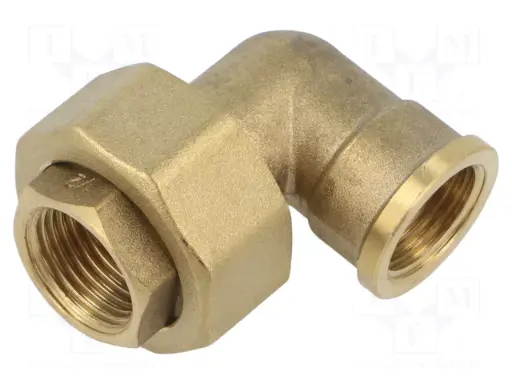 [IRZG961] GOMITO 90° F.F. DA 1" CON BOCCHETTONE OTTONE GIALLO 