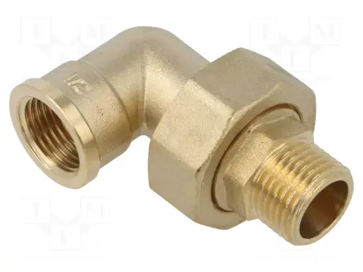 [IRZG981] GOMITO 90° M.F. DA 1" CON BOCCHETTONE OTTONE GIALLO  