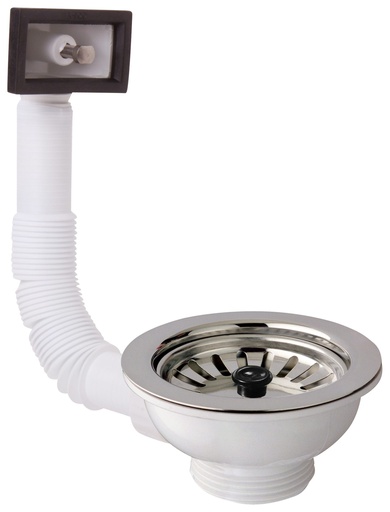 [IOMP1336356] PILETTA CANESTRO PIC-NIC CLICKER PER LAVELLO CON TROPPO PIENO RETTANGOLARE E GRIGLIA 1"1/2 FORO 90 h. 65 