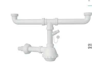[IMAPLSF2111432] SIFONA A FIASCO 1"1/4-1"1/2 2 VIE  C/ATT. LAVASTOVIGLIE USCITA D.32-40 SENZA PILETTA